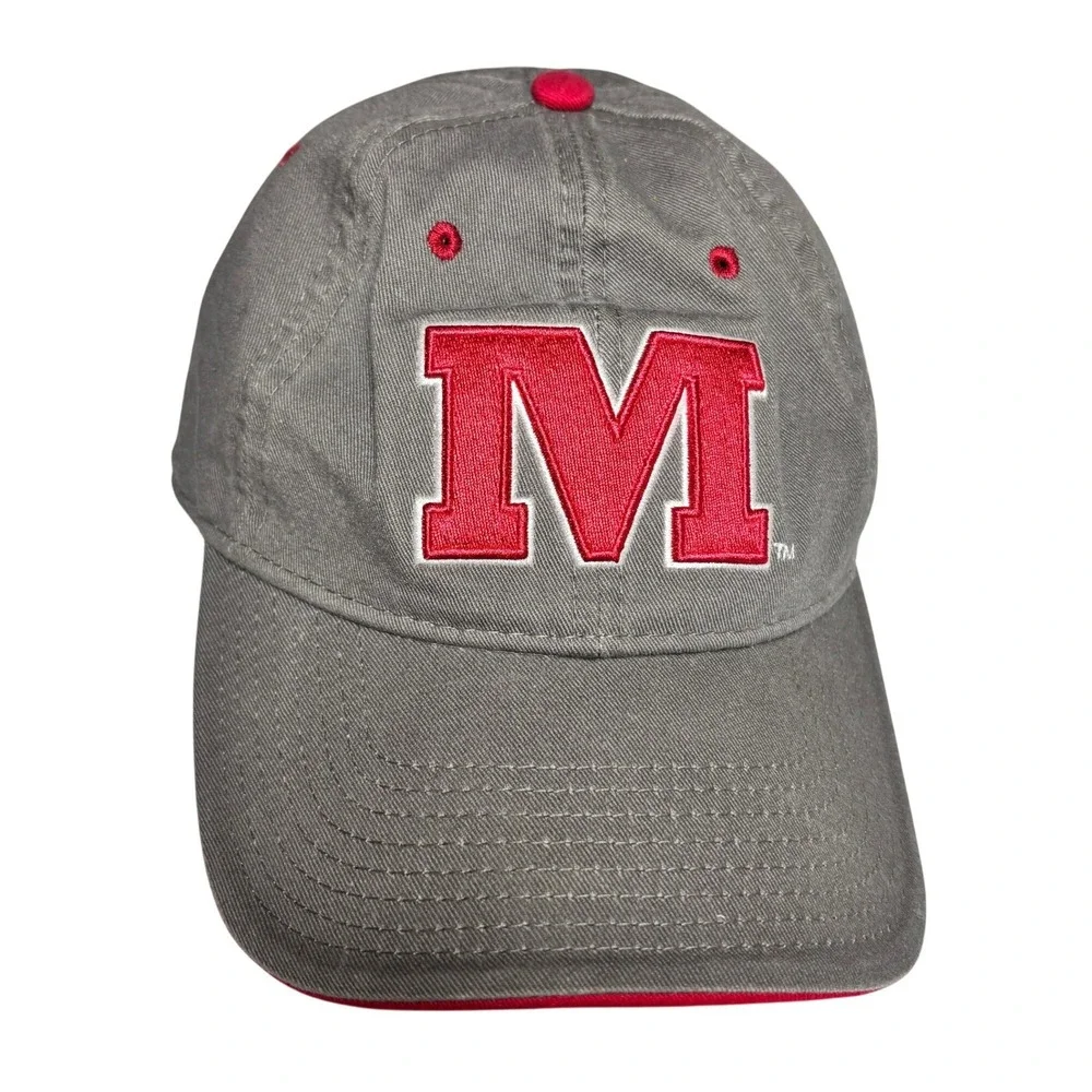 The Game Miami University RedHawks Hat Gray Red Embroidered M Adjustable Cap‎